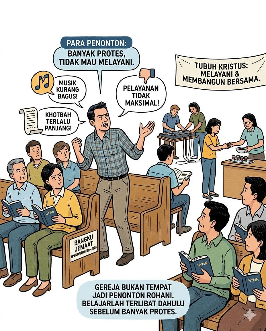 Orang yang banyak protes di gereja kebanyakan penonton